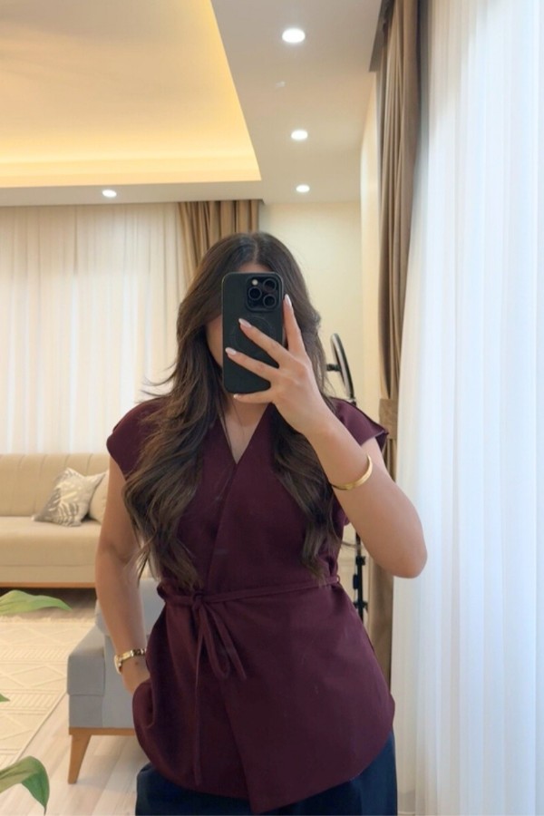 Wrap Oversized Burgundy Vest thumbnail