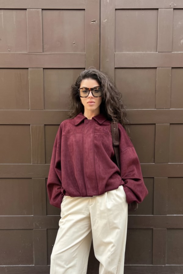 Burgundy Suede Jacket thumbnail