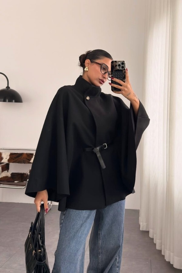 Black Oversized Poncho thumbnail