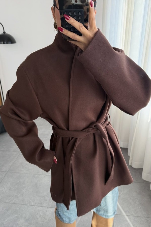 Classic Tied Up Brown Coat thumbnail